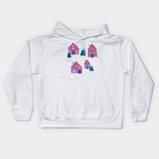 Pink House in the Winter Kids Hoodie